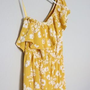 Old Navy One Shoulder Yellow Floral Dress
